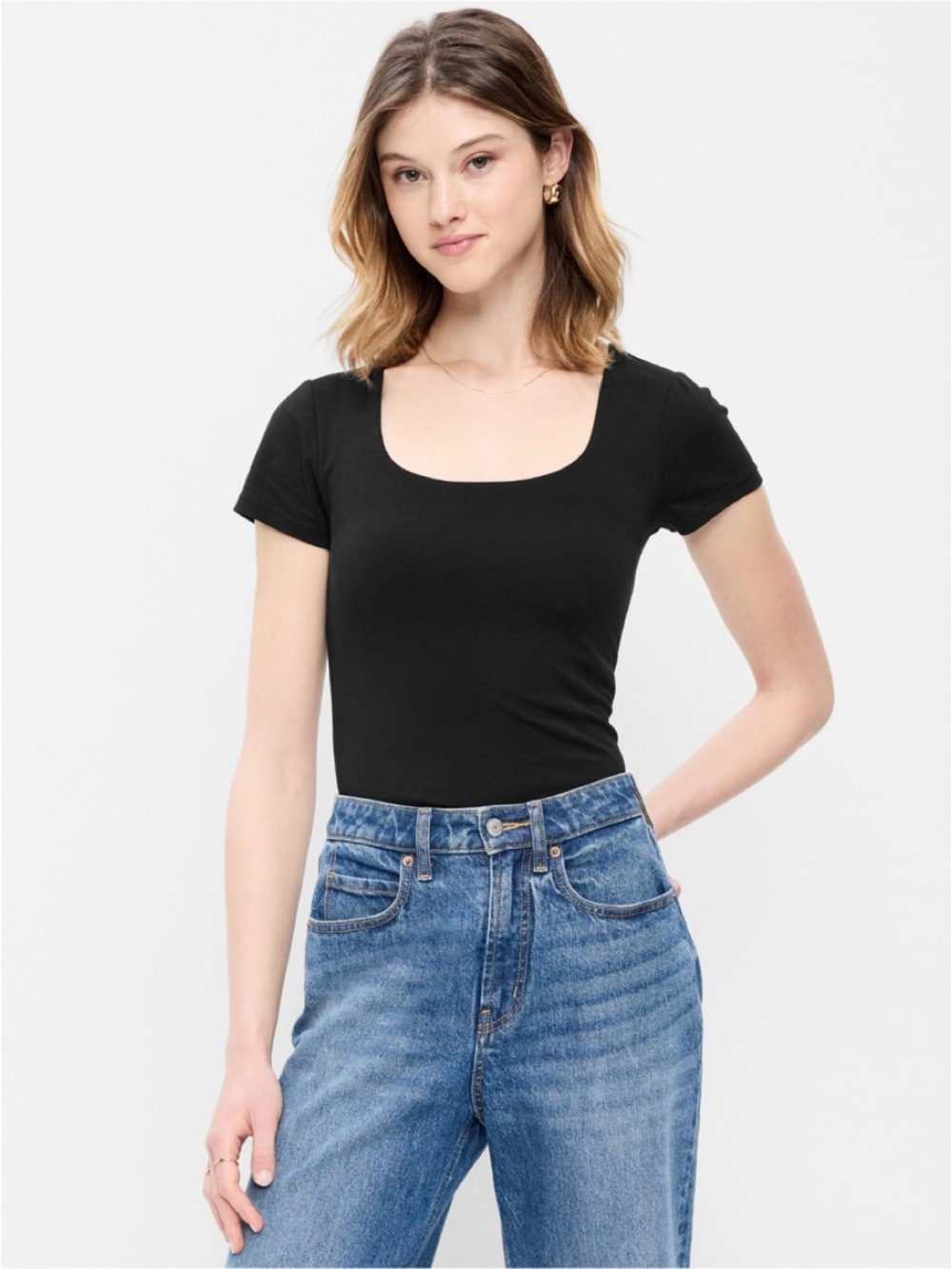 Double layer Scoop Neck Women's Top